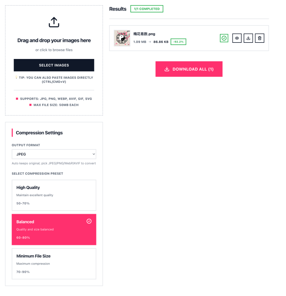 Squoosh Output Format Selection Feature